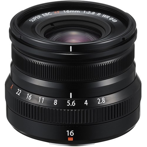 Fujifilm XF 16mm f/2.8 R WR Objektiv fujifilm-xf-16mm-f2-8-r-wr-objektiv-schwarz-frontansicht