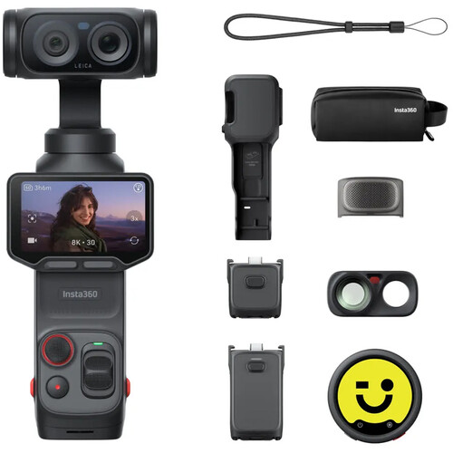 Der vollständige Lieferumfang des Insta360 Luna Ultra Creator Combo Sets.