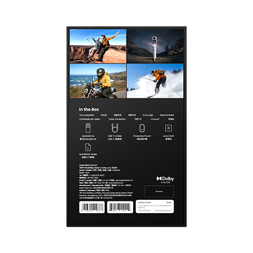Insta360 X6 Standard Bundle Polarweiß Verpackungsrückseite mit Lieferumfang