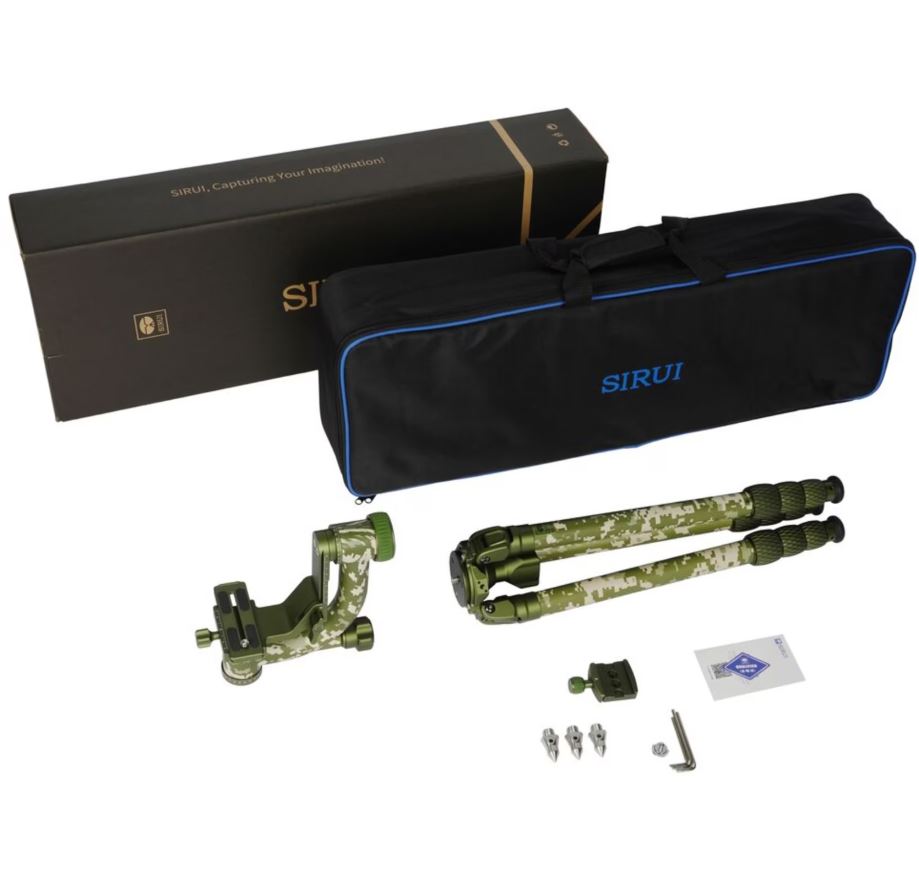 Sirui CT-3204 2in1 Dreibeinstativ Carbon + CH20 Gimbalkopf - Lieferumfang