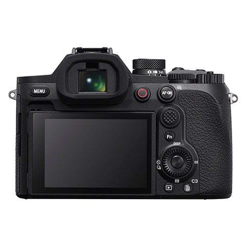 Rückseite der Sony RX10 V Kamera mit Display und Bedienelementen.