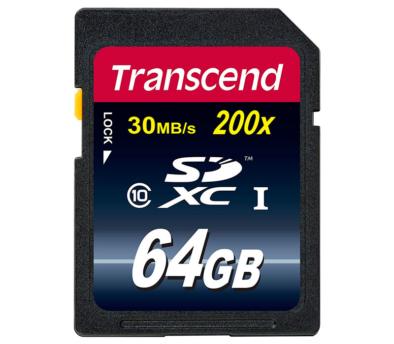 Transcend SDXC 64GB Klasse 10 200x Speicherkarte transcend-sdxc-64gb-klasse-10-200x-speicherkarte-frontansicht