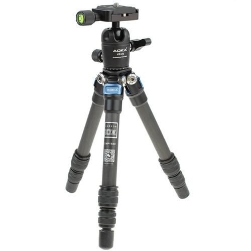 Aoka CMP163C Carbon Tischstativ mit KB20 Kugelkopf aoka-cmp163c-carbon-tischstativ-mit-cb20-kugelkopf-frontansicht