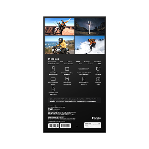 Insta360 X6 Essential Bundle Polarweiß Verpackungsrückseite mit Lieferumfang