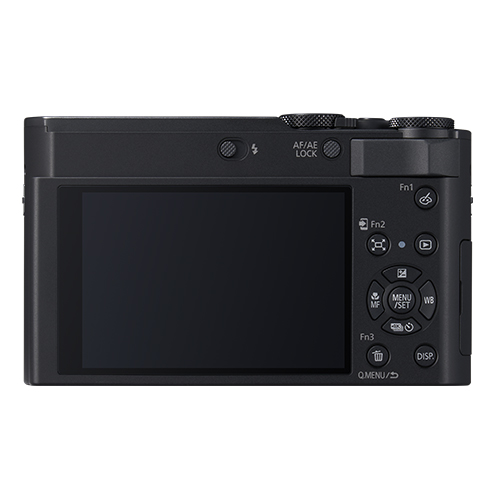 Panasonic Lumix DC-TZ300 Schwarz Rückansicht mit großem Touchscreen-Display.