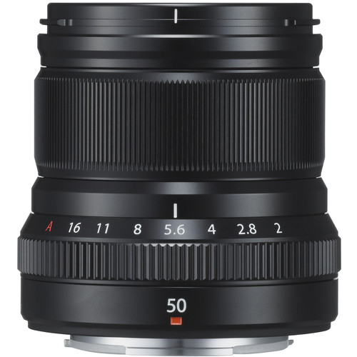 Fujifilm XF 50mm f/2 R WR Objektiv fujifilm-xf-50mm-f2-r-wr-objektiv-schwarz-seitenansicht