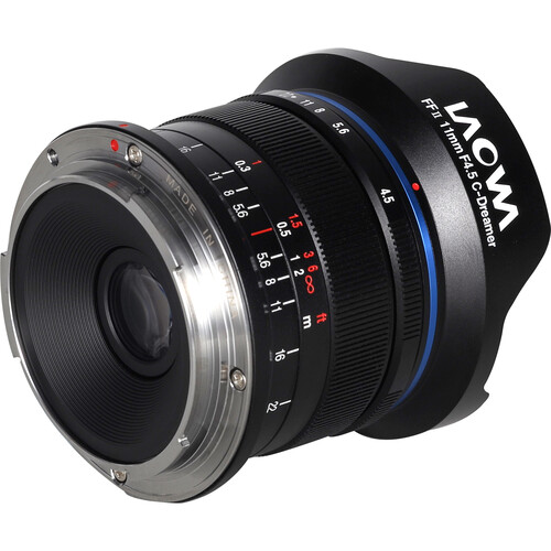 Laowa 11mm f4.5 FF RL Zero-D für Canon RF-Mount Liegendes Objektiv Fokus auf Anschluss 