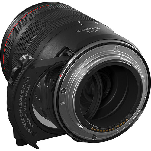 Rückansicht des Canon RF 7-14mm f/2.8-3.5 mit RF-Bajonett und Filterhalter.