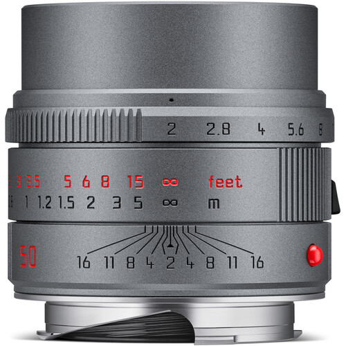 Frontansicht des Leica APO-Summicron-M 50mm f2 ASPH Objektivs mit E39 Filtergewinde.