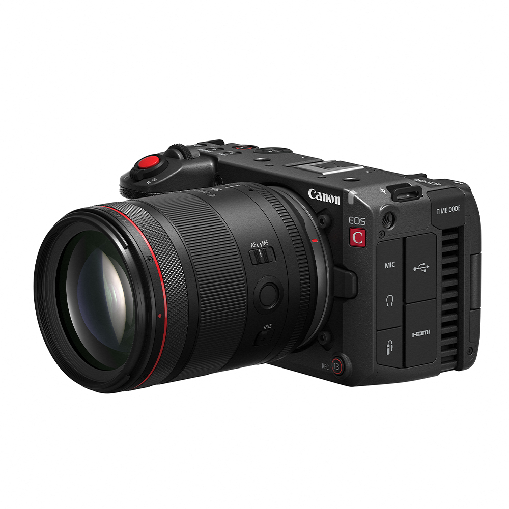 Canon-c50 Ansicht seitlich vorne mit Objektiv