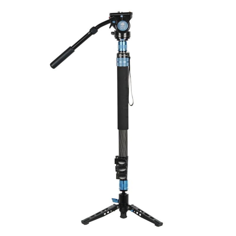Sirui P-424FL Carbon Einbeinstativ mit VH-10 Fluidkopf - Frontale Ansicht