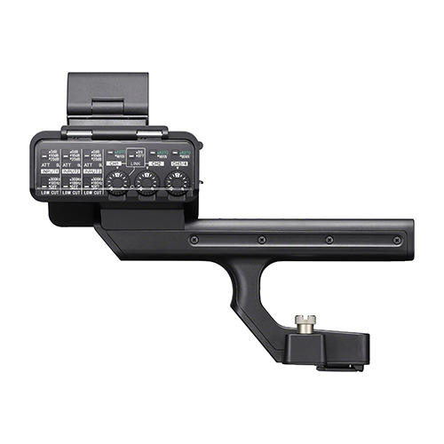 Sony XLR-H2 Handle Unit mit analogen Audio-Pegelreglern und Schaltern