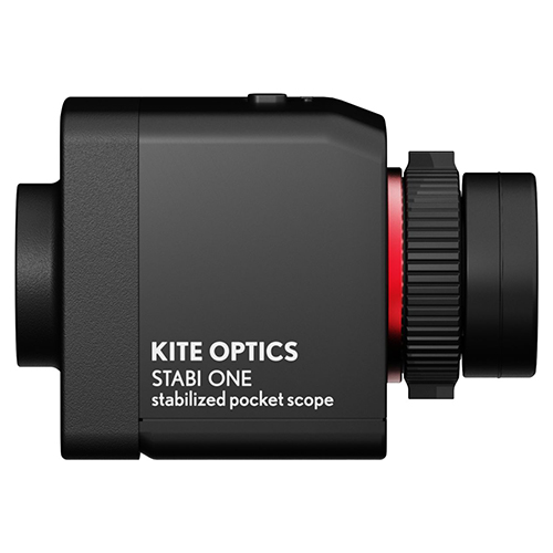 Exakte Seitenansicht des Stabi One mit sichtbarem Kite Optics Logo.