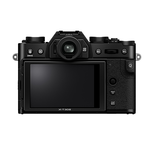 Fujifilm X-T30 III Gehäuse Schwarz  - Hintere Ansicht auf Display