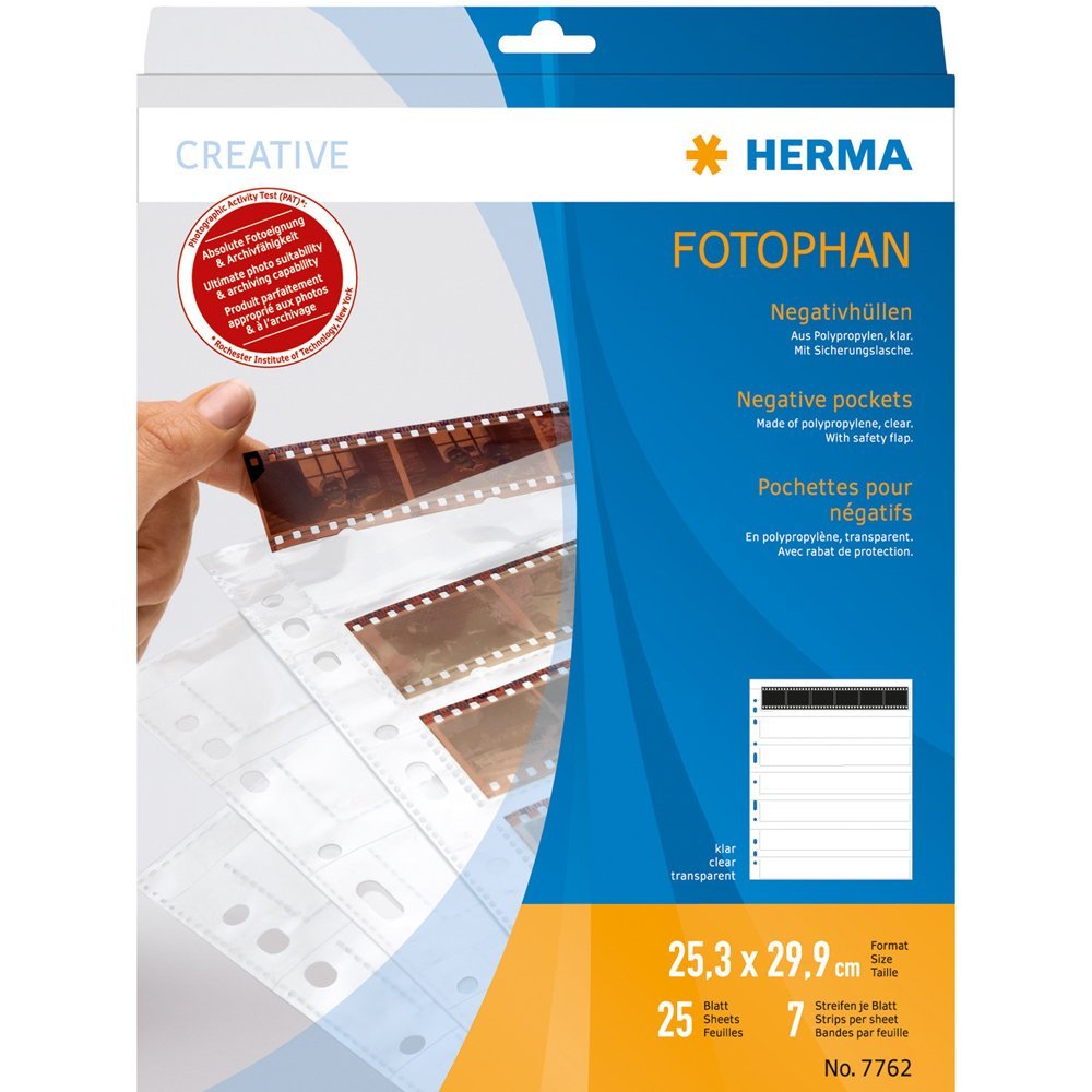 Herma 7762 Negativhüllen 7x6 Streifen, 25 Stück