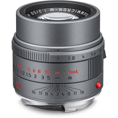 Leica APO-Summicron-M 50mm f2 ASPH Metallgrau 11141 Objektiv Seitenansicht.