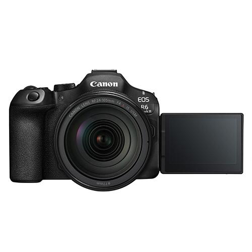 Canon RF 24-105mm f/4 L IS USM Objektiv - Frontale Ansicht - Fokus auf klappbaren Display