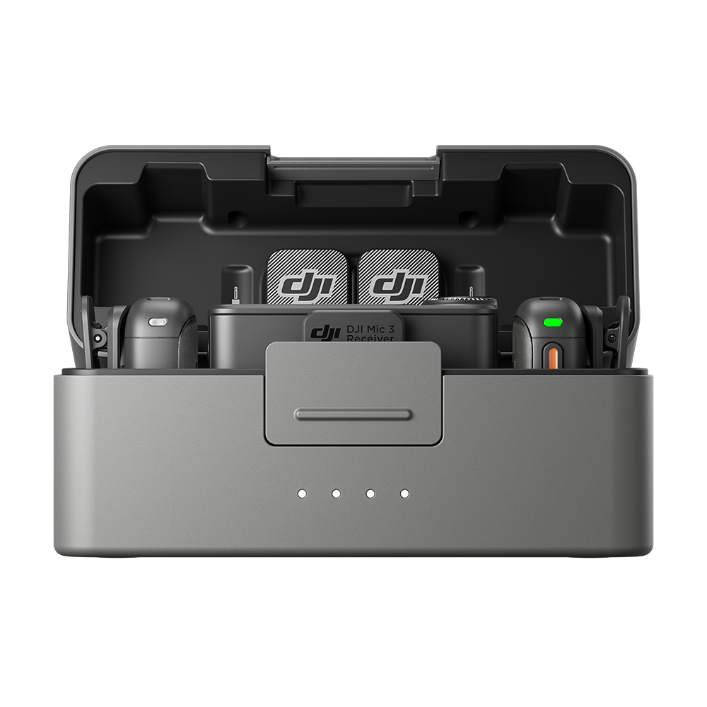 DJI Mic 3 2 sender 1 empfner 1 ladeschale Ansicht vorne