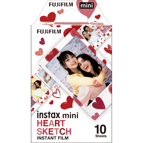Fujifilm Instax Mini Film Heart Sketch 10 Bilder - Frontale Sicht auf die Verpackung