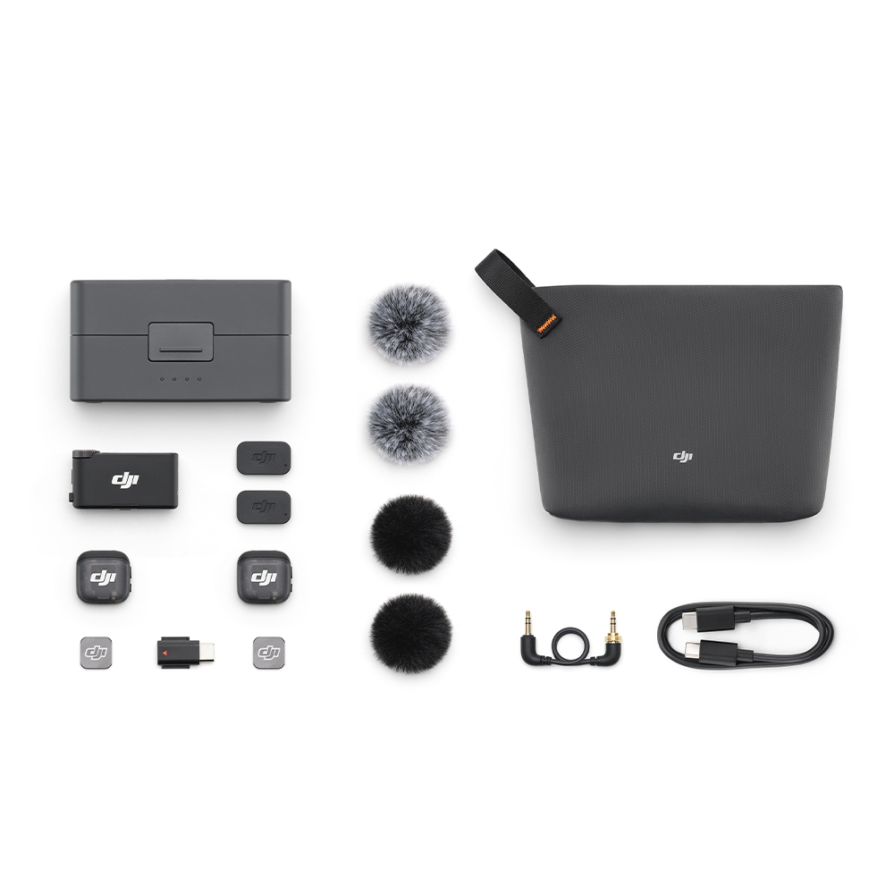 DJI Mic 3 2 sender 1 empfner 1 ladeschale Lieferumfang oben