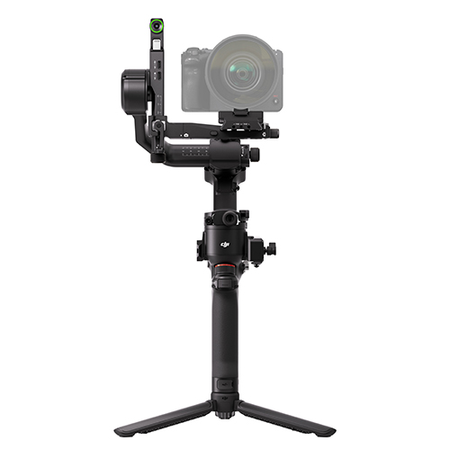 Frontalansicht des DJI RS5 Pro Gimbals mit montierter Kamera