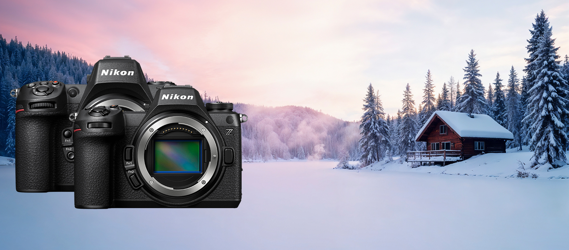 Homepage Banner Nikon Winter Super Deals für die spiegellosen Systemkameras Z8 und Z6III.
