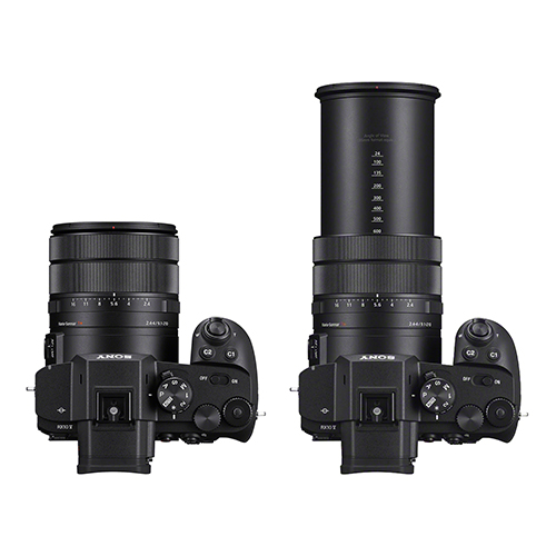 Sony RX10 V im Vergleich bei 24mm Weitwinkel und 600mm Super-Telefoto.