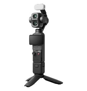 DJI Osmo Pocket 4P Gimbal-Kamera mit Dual-Lens auf Stativ