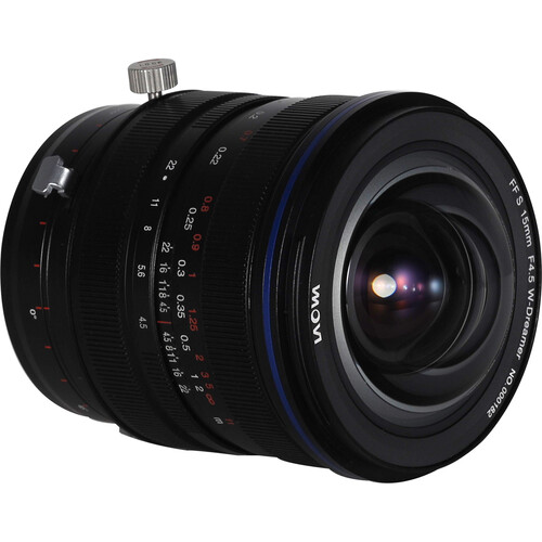Laowa 15mm f4.5 Zero-D Shift für Nikon Z Objektiv liegend Fokus auf Linse Rechts
