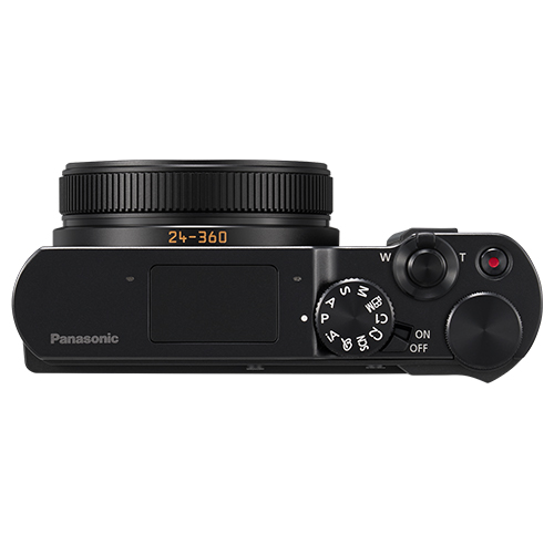 Panasonic Lumix DC-TZ300 Schwarz Draufsicht, Einstellräder und Bedienelemente.