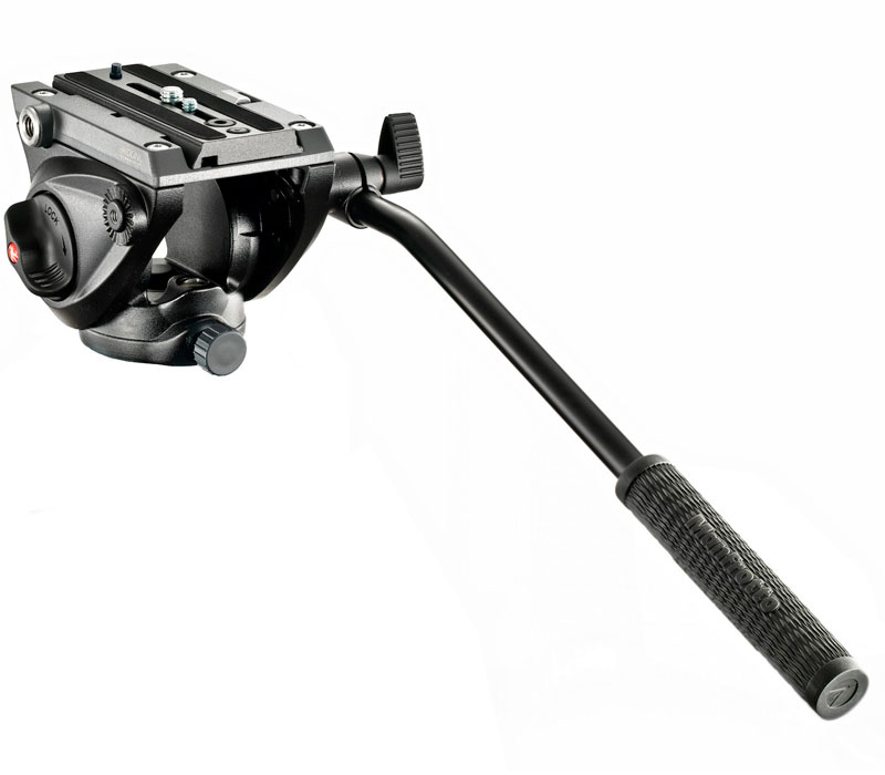 Manfrotto MVH500AH Kompakt Fluid-Videoneiger manfrotto-mvh500ah-kampakt-fluid-videoneiger-schraegansicht